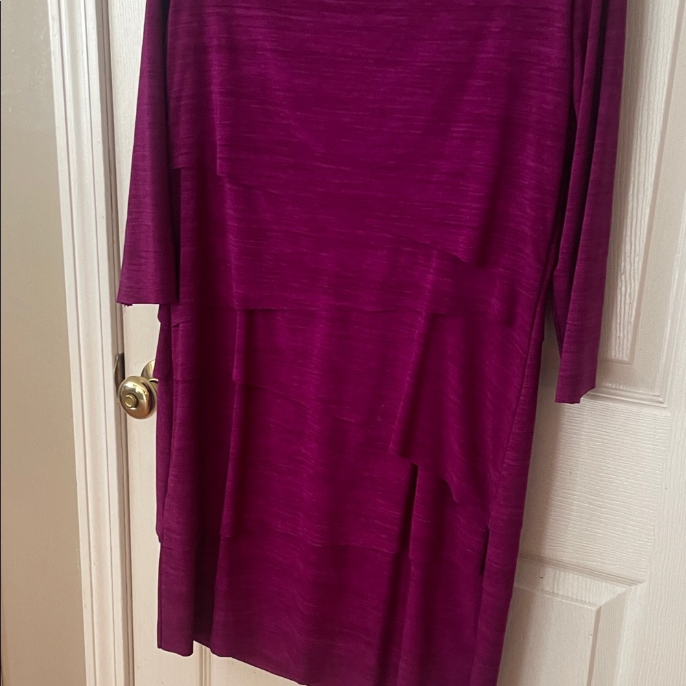 Tahari Magenta Long Sleeve Dress - Picture 7 of 11